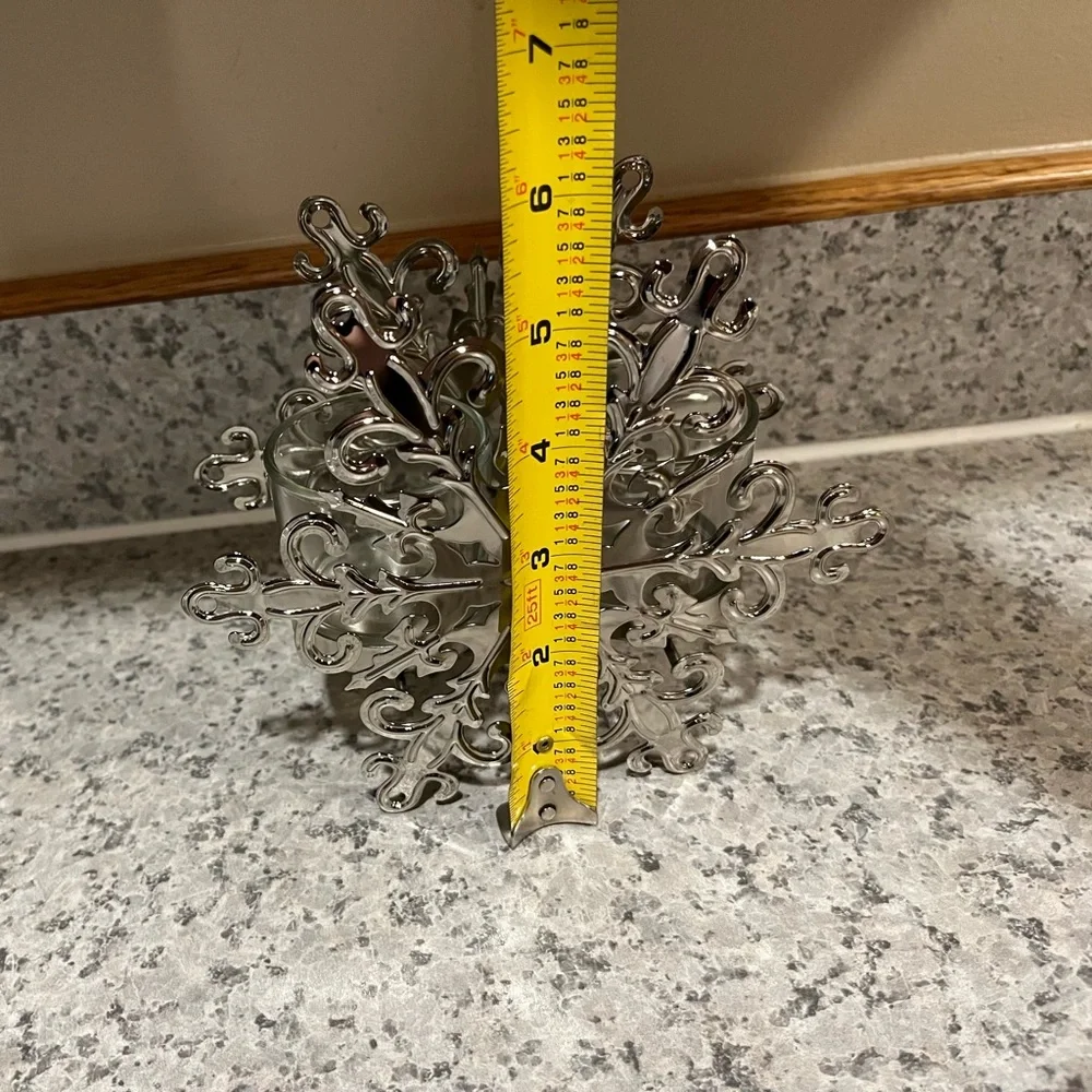 Rare PARTYLITE Silver Tone Snowflake Candle Holders - Picture 10 of 14